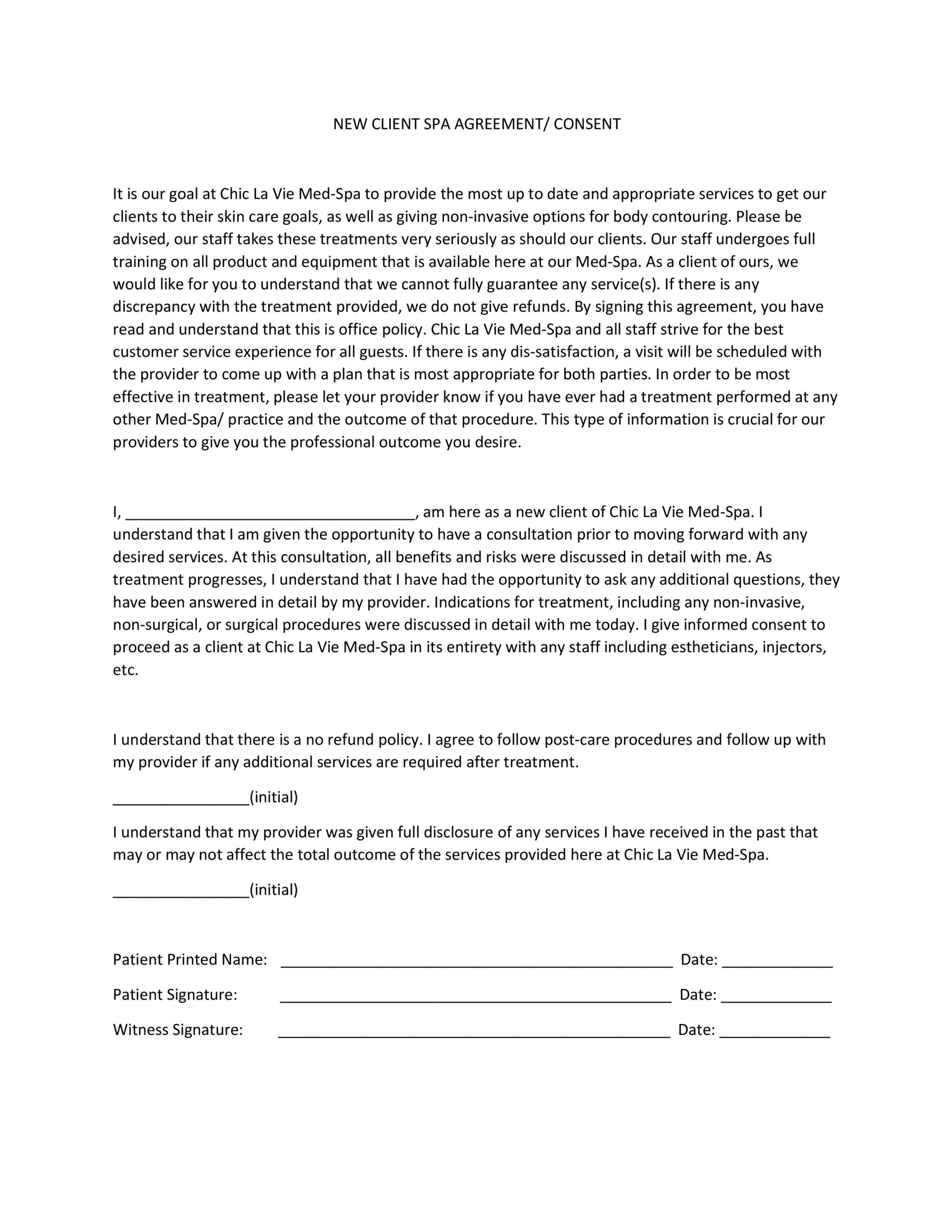 new client spa agreement