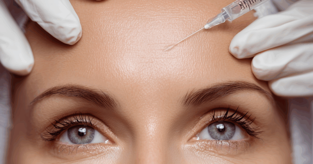 Dysport injection being performed on the forehead at a Las Vegas medical spa for wrinkle reduction and preventative aging