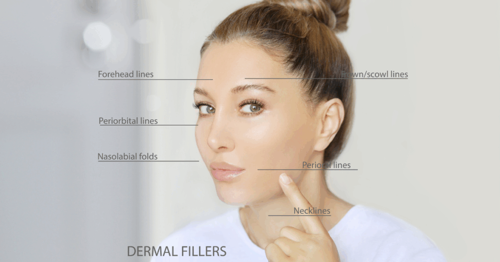Botox and dermal fillers Las Vegas guide showing common treatment areas for facial rejuvenation and wrinkle reduction