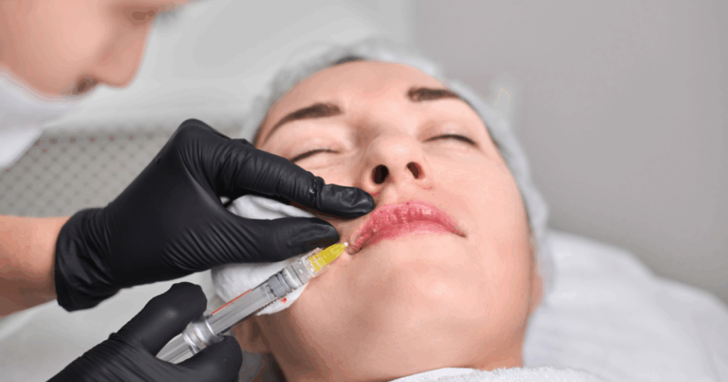 lip filler treatment in Las Vegas with certified injector performing dermal filler procedure for natural lip enhancement