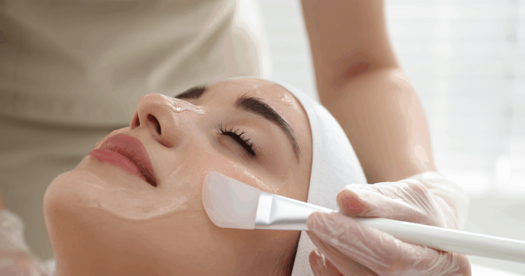 Chemical peel treatment applied to the face for smoother texture, brighter skin, and pigmentation correction in Las Vegas