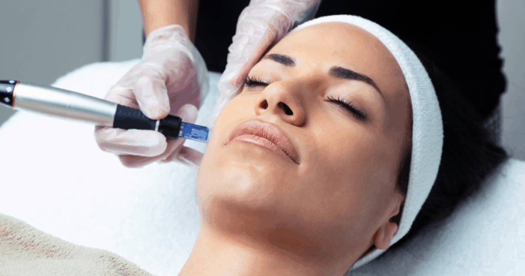 Microneedling treatment for acne scars, fine lines, and skin texture improvement at a Las Vegas medical spa